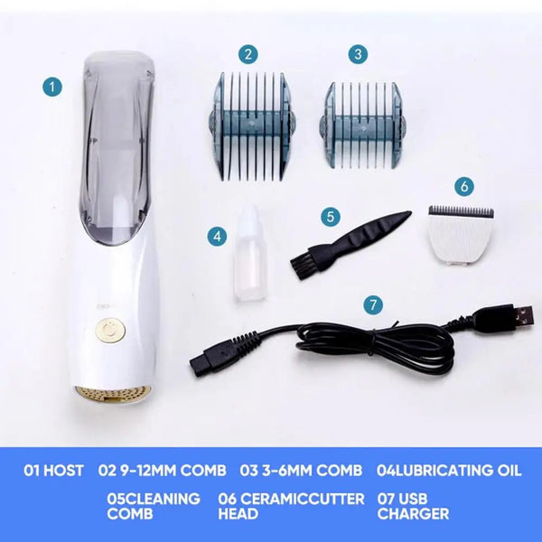 3-speed Cordless Pet Hair Clipper with Vacuum